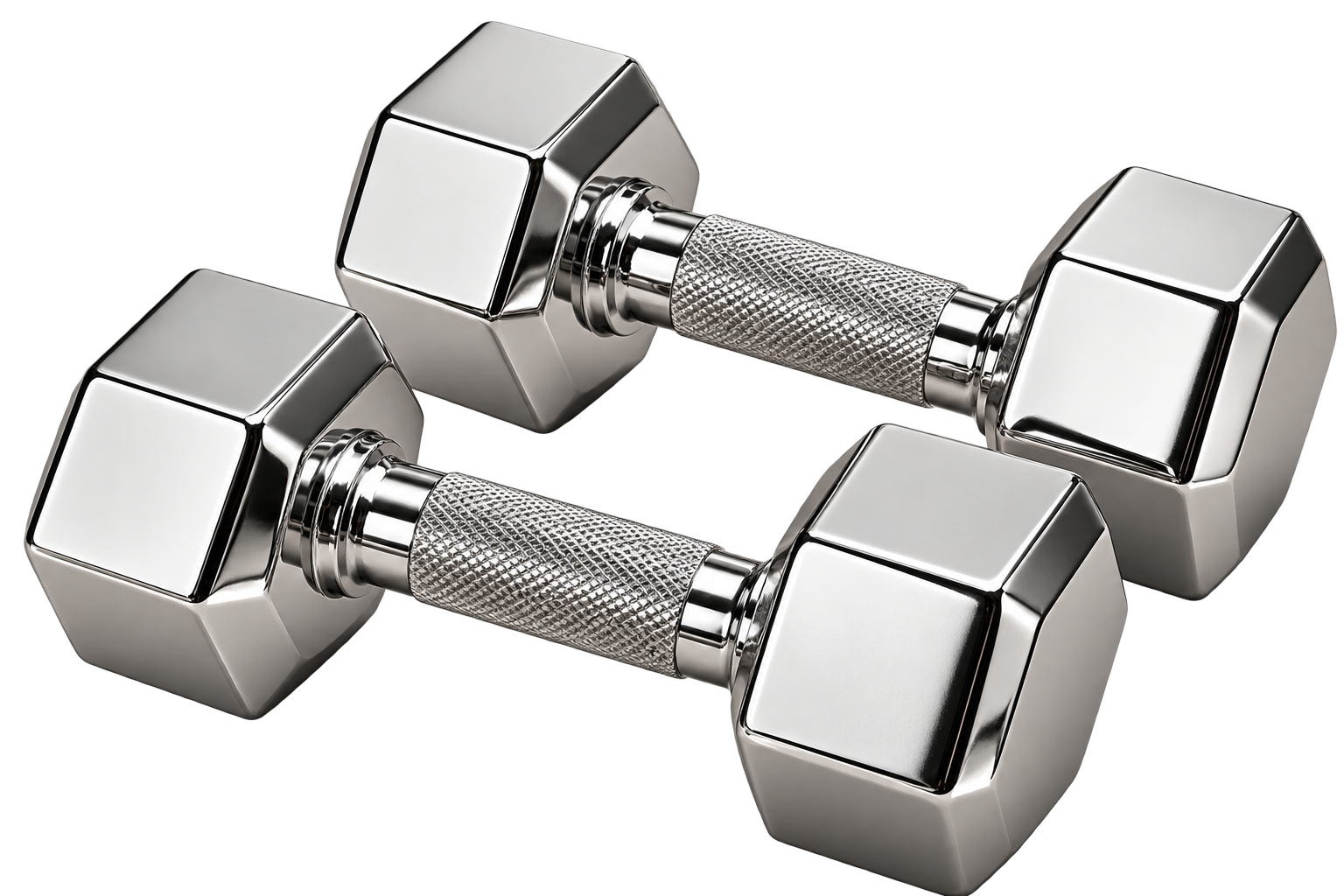 Chrome hex dumbbells
