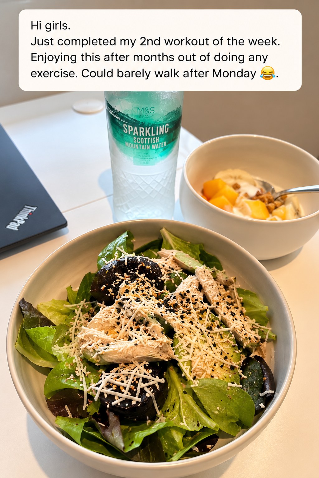 App feed post: a community member's post-workout meal
